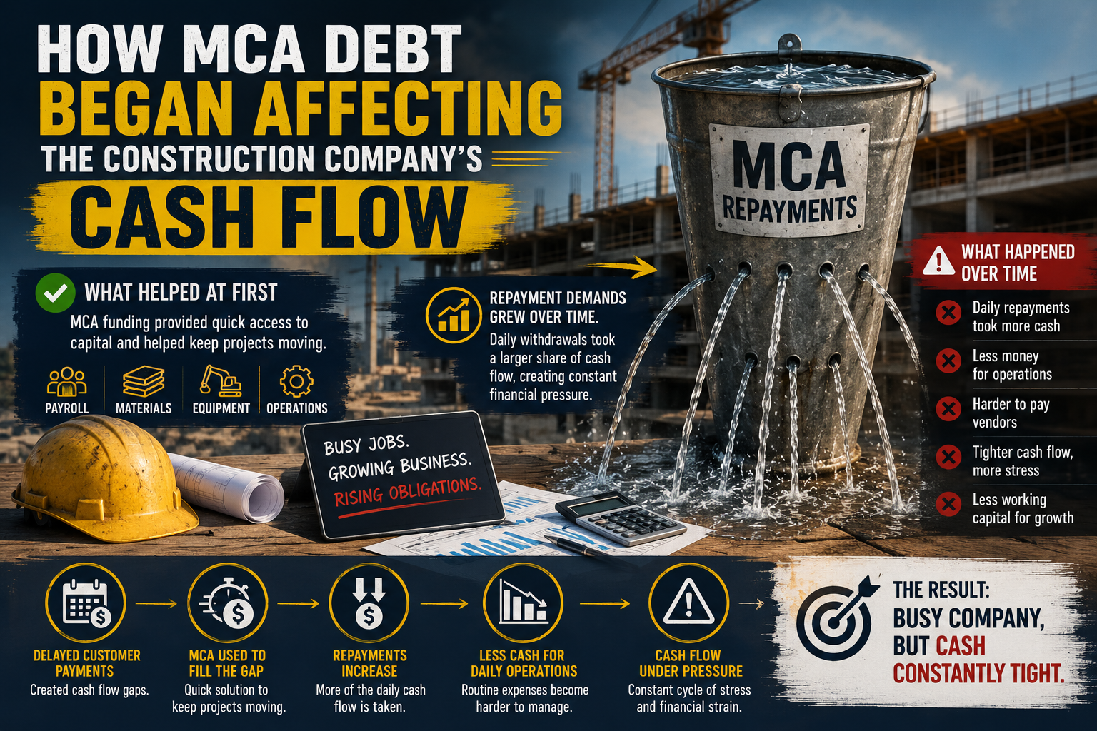 Horizontal infographic showing Construction Company Debt Recovery Options