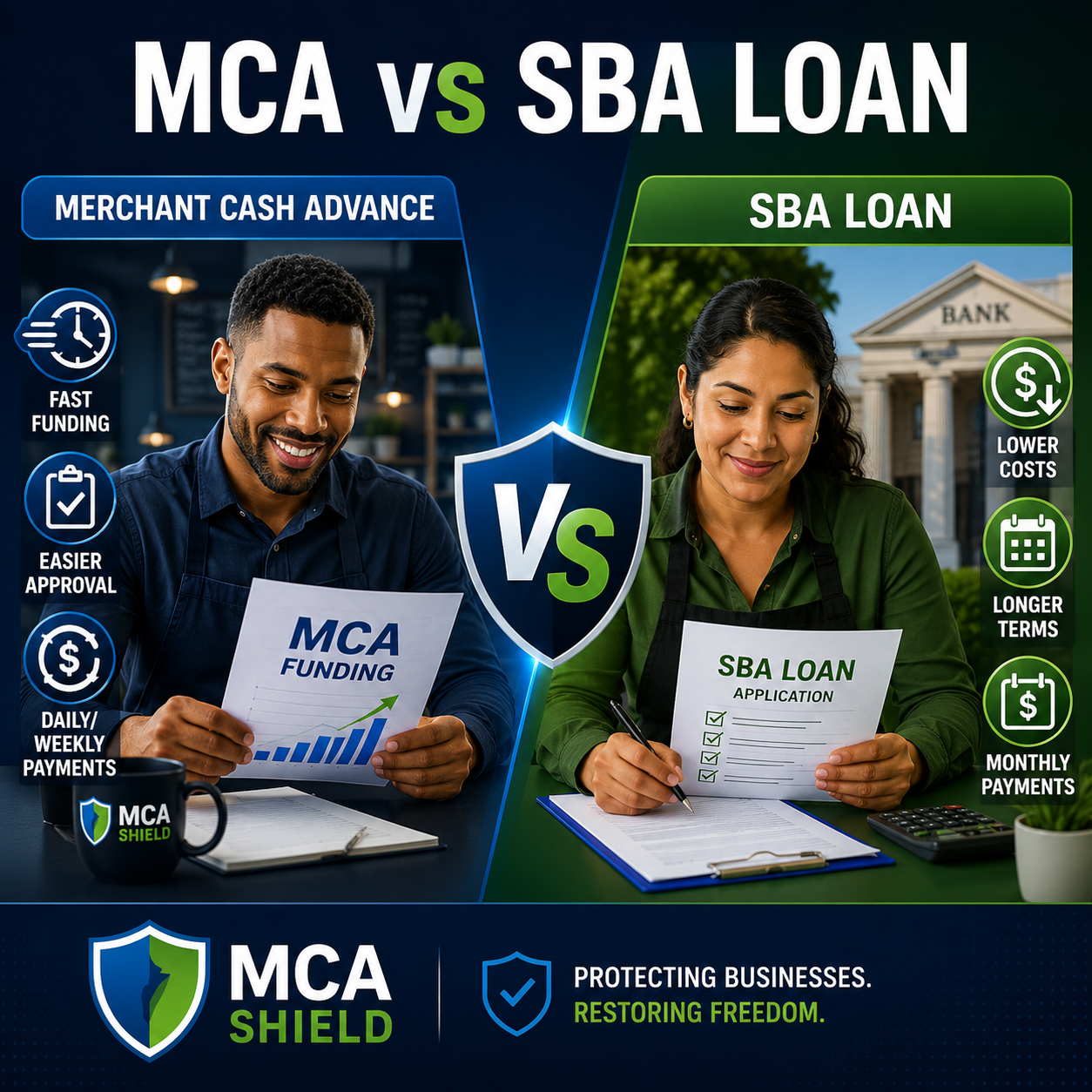Understanding MCA and SBA loans Merchant Cash Advance vs SBA Loan info