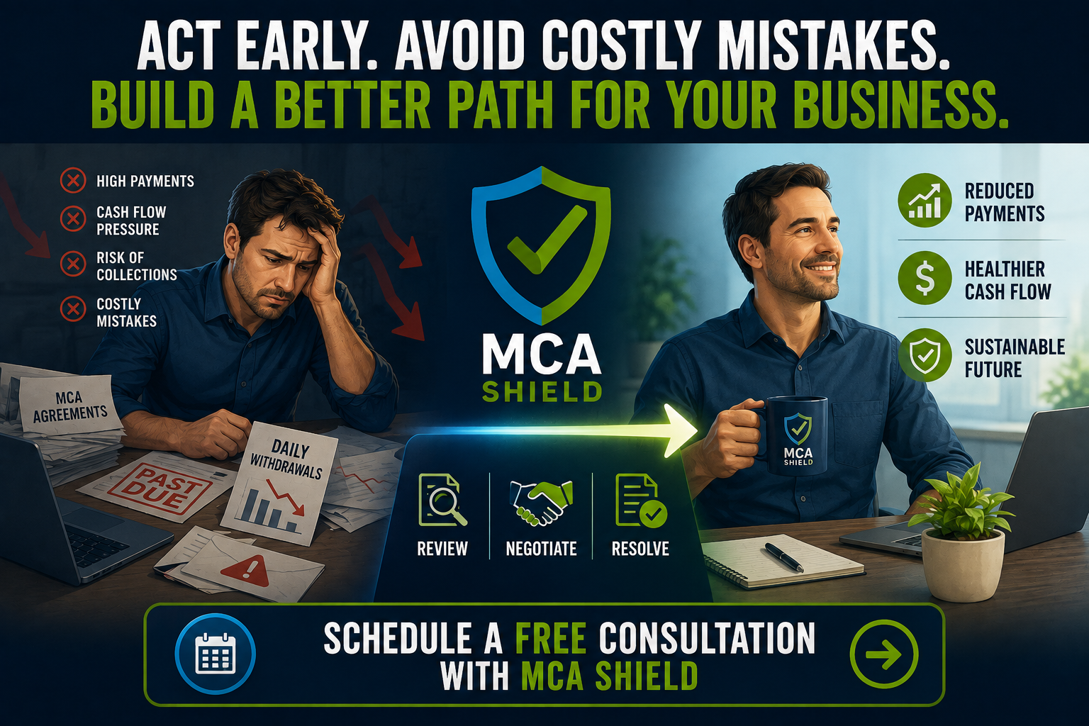 MCA Shield settlement strategy helping business owners avoid costly MCA settlement mistakes and improve cash flow