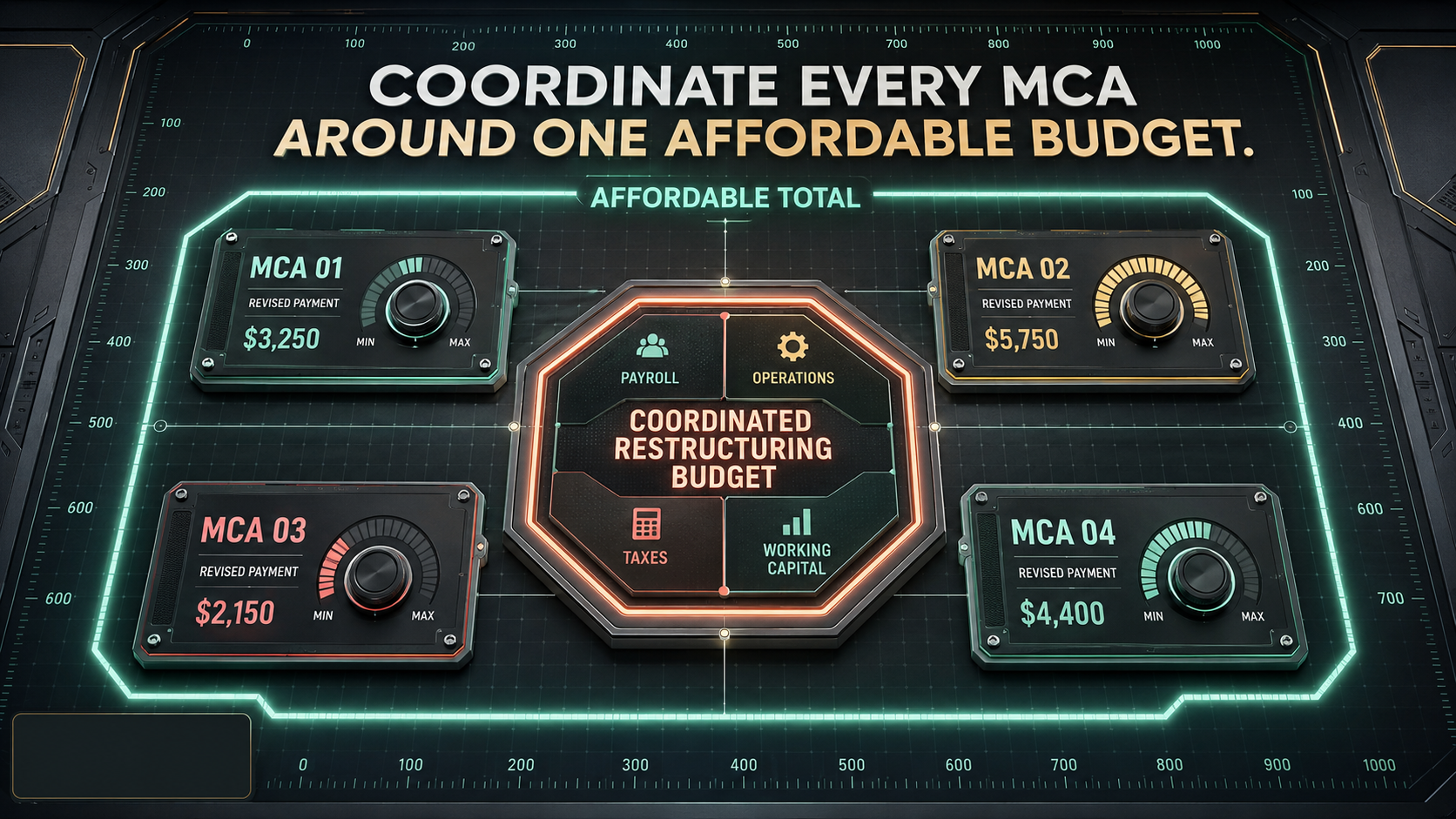 Four MCA agreements coordinated around one affordable restructuring budget with revised payment settings