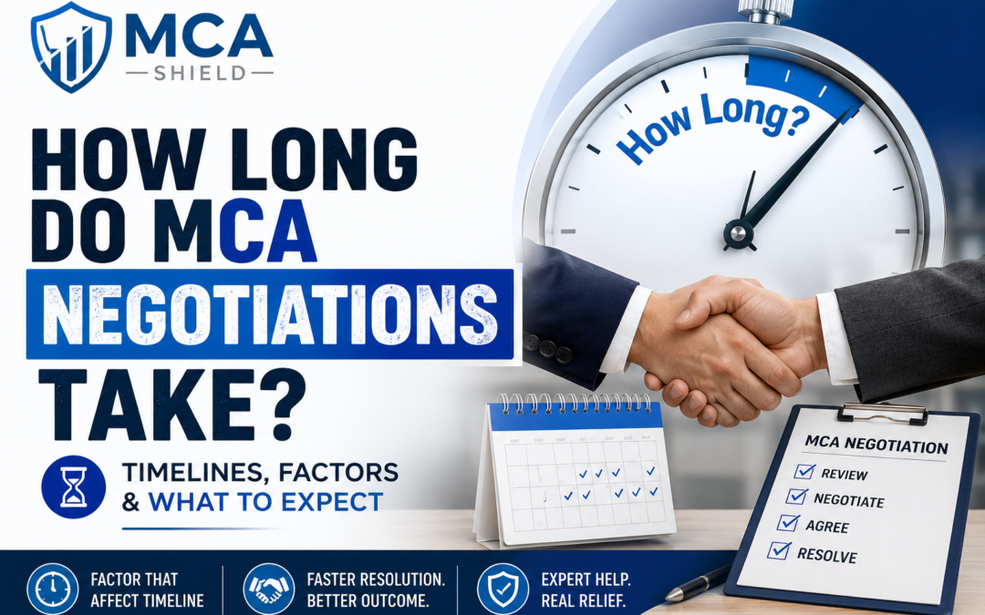 How long do MCA negotiations take timeline with MCA Shield negotiation process and resolution factors