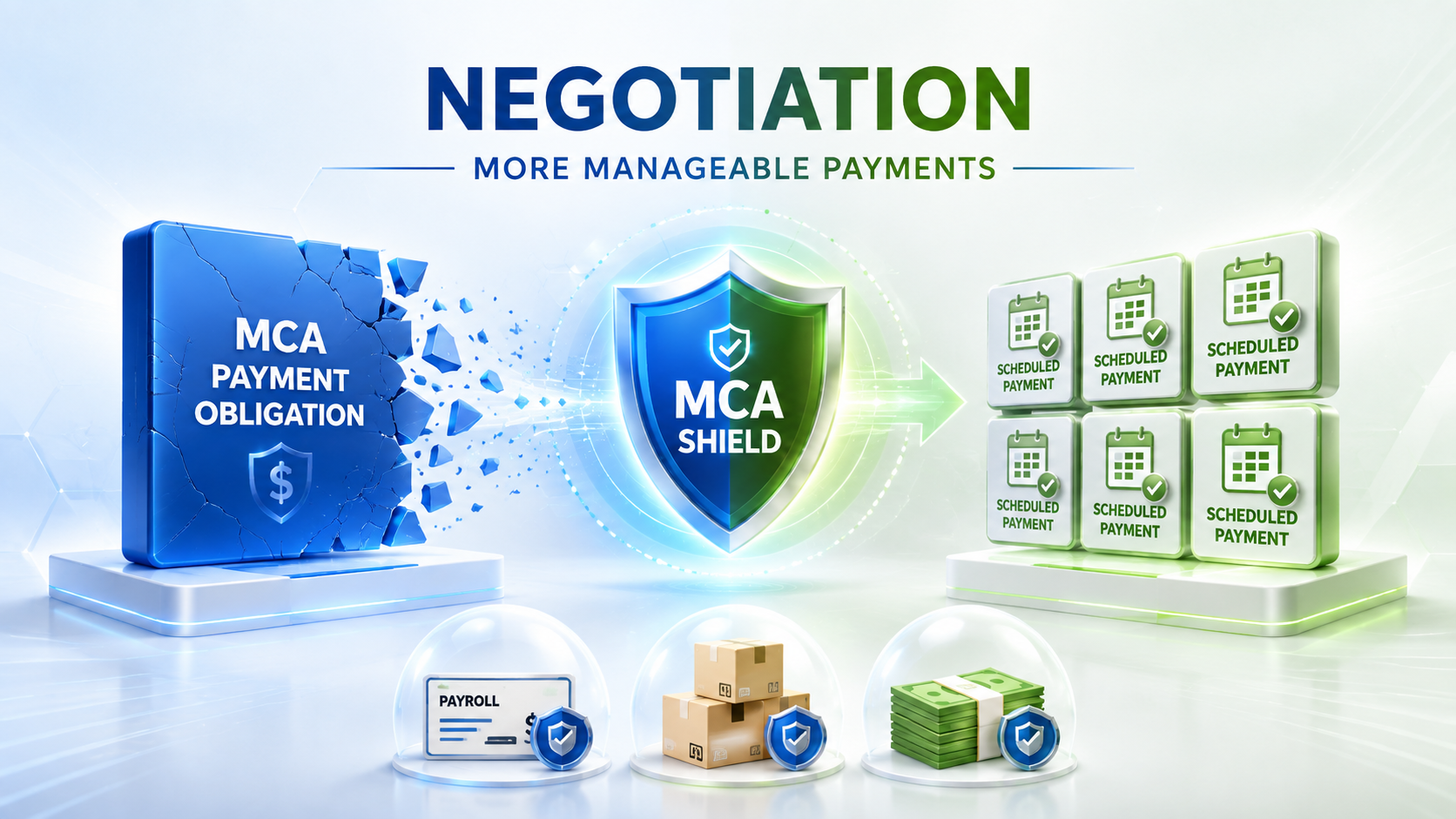 MCA negotiation restructuring a large payment obligation into more manageable scheduled payments while protecting business cash flow
