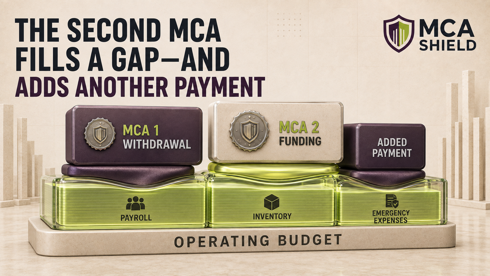 Second merchant cash advance funding payroll inventory and emergency expenses while adding another payment obligation