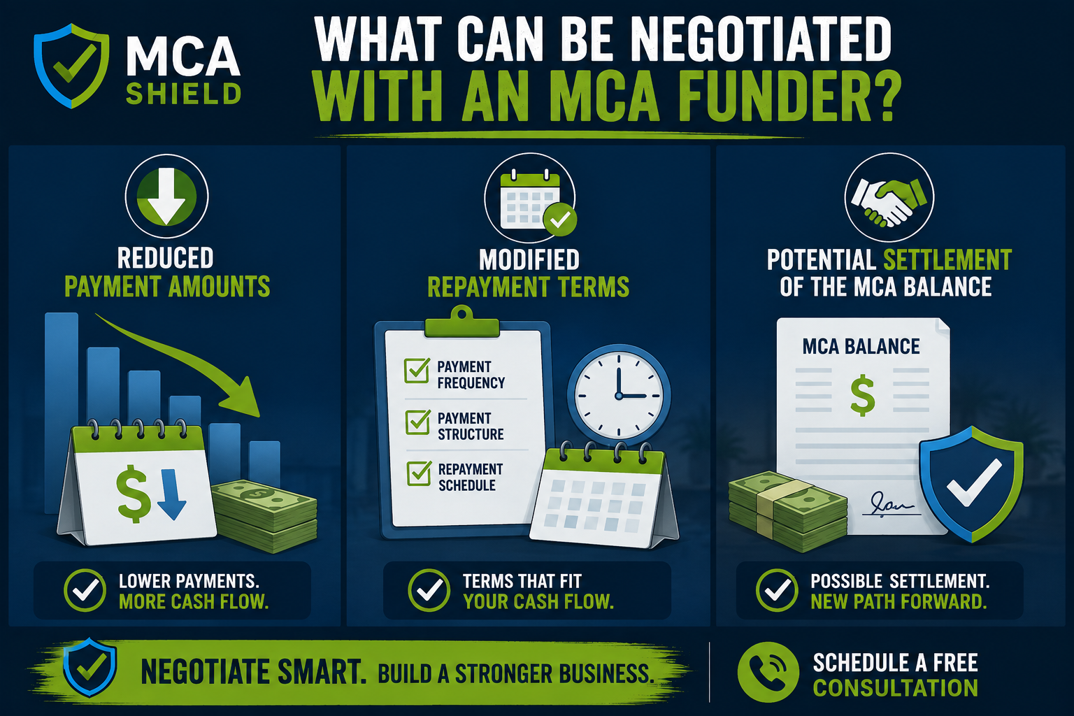 Negotiating merchant cash advance debt for reduced payments modified repayment terms and potential MCA settlement