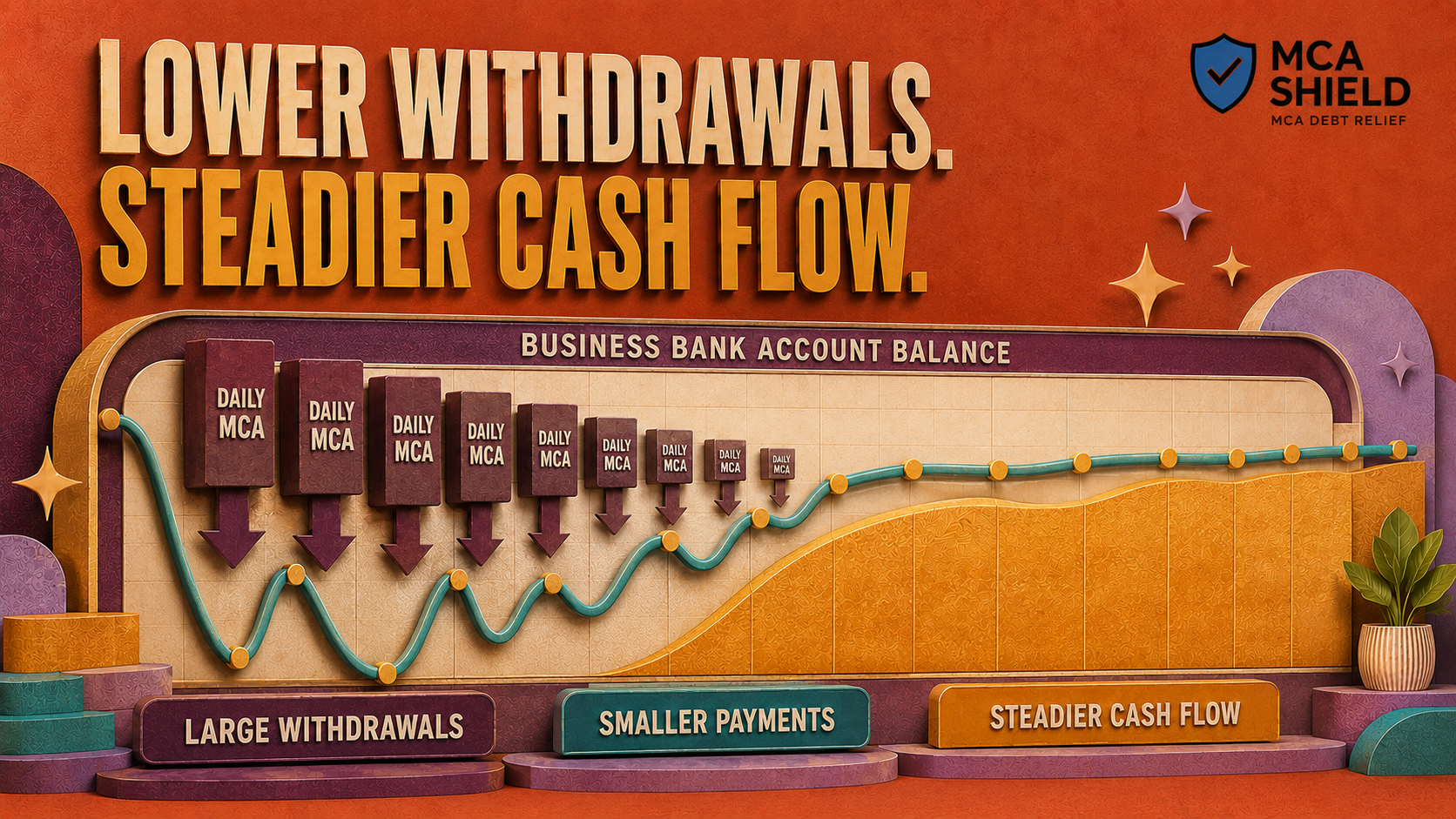Lower MCA withdrawals creating steadier business cash flow and more operating cash
