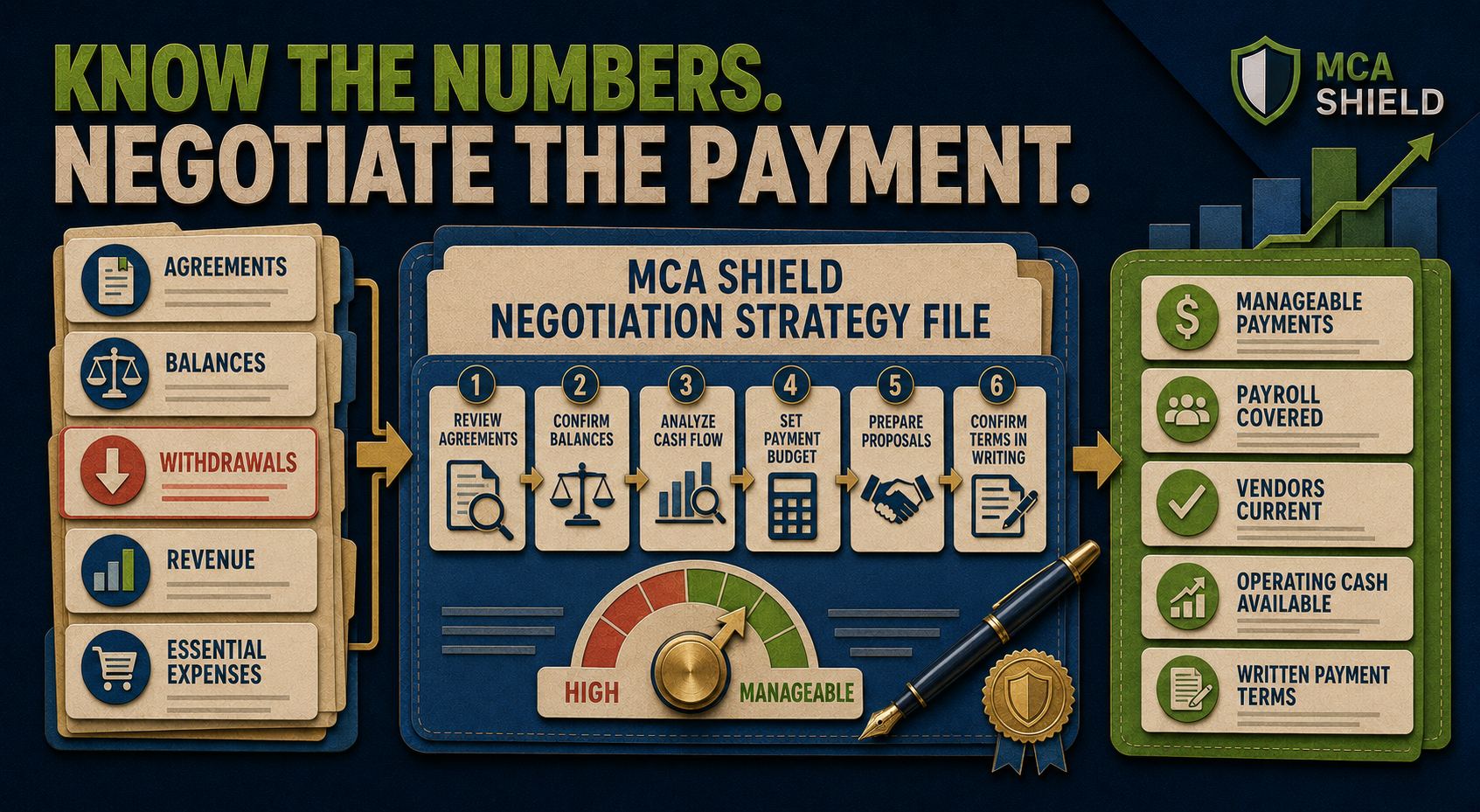 MCA payment negotiation strategy based on agreements balances cash flow and affordable payments

